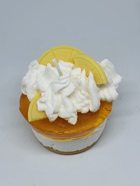 Bougie portion gâteau citron ou clémentine "pet de singe"