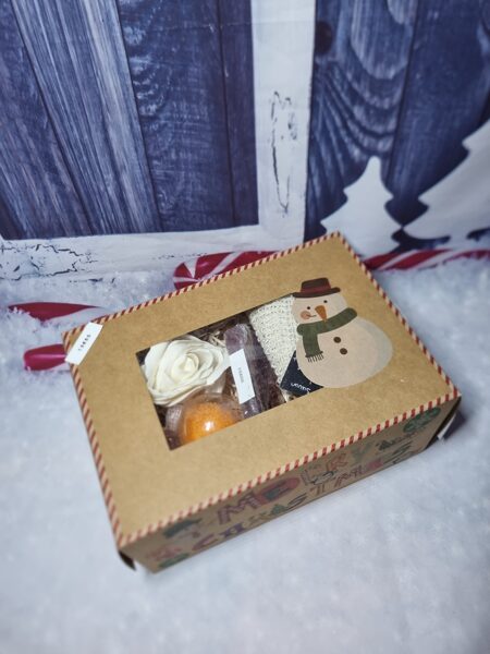 Coffret de Noël un savon, une rose savon, sel de bain et sac à savon