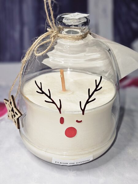 Bougie cloche de Noël fleur de coton